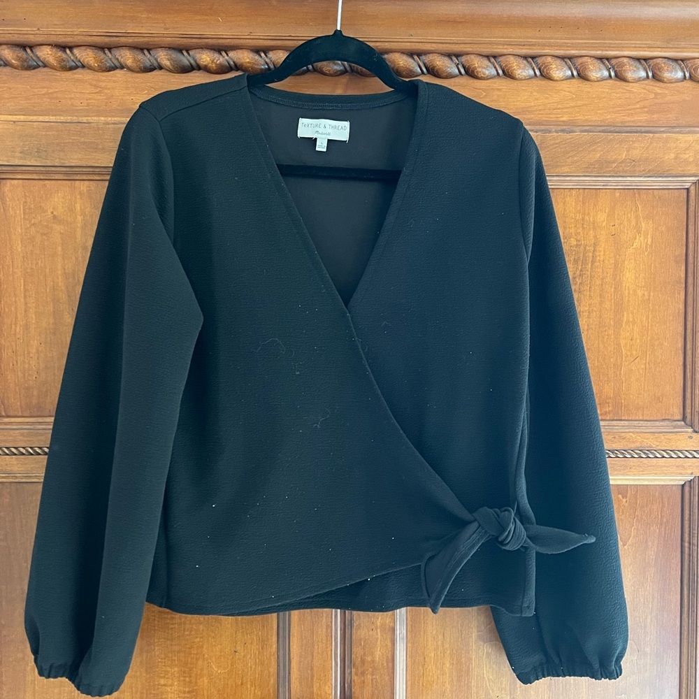 Madewell “wrap” top with balloon sleeves